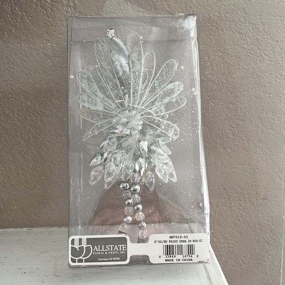 Fairy Pixie Doll Ornament Silver Beaded Glitter 7”NWT - Picture 6 of 7